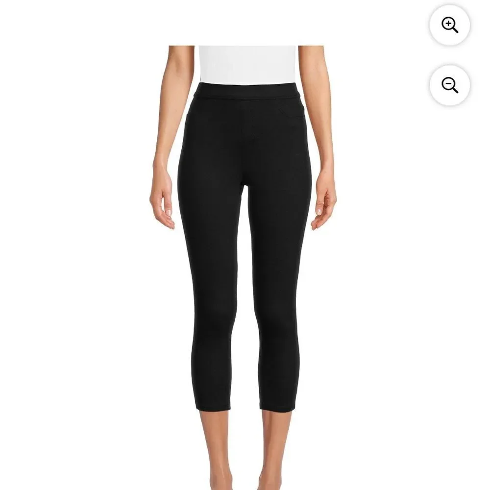 Faded Glory Black Capri Pants with High-Rise Waistband